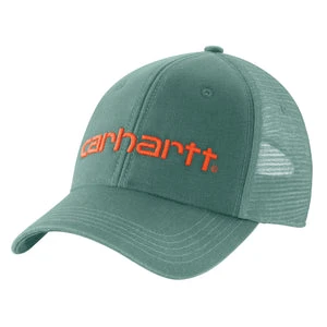 'Carhartt' Men's Canvas Mesh-Back Logo Graphic Cap - Slate Green 3 'Carhartt' Men's Canvas Mesh-Back Logo Graphic Cap - Slate Green