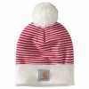 'Carhartt' Adult Knit Pom Pom Cuffed Beanie - Red Stripe -Ariat Shop 104884 600 MF21 300x300