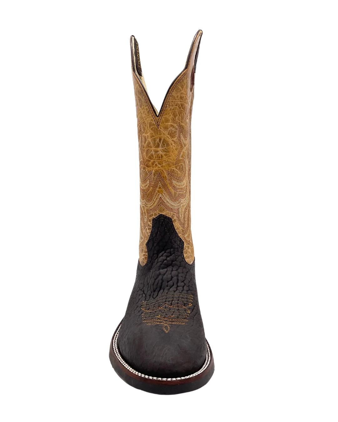 'Hondo Boots' Men's 14" Nubuck Bullhide Western Round Toe - Chocolate Brown / Tan 6 'Hondo Boots' Men's 14" Nubuck Bullhide Western Round Toe - Chocolate Brown / Tan - Image 4