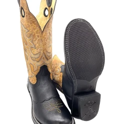 'Hondo Boots' Men's 14" Nubuck Bullhide Western Round Toe - Black / Tan -Ariat Shop 22845 1024x1024@2x