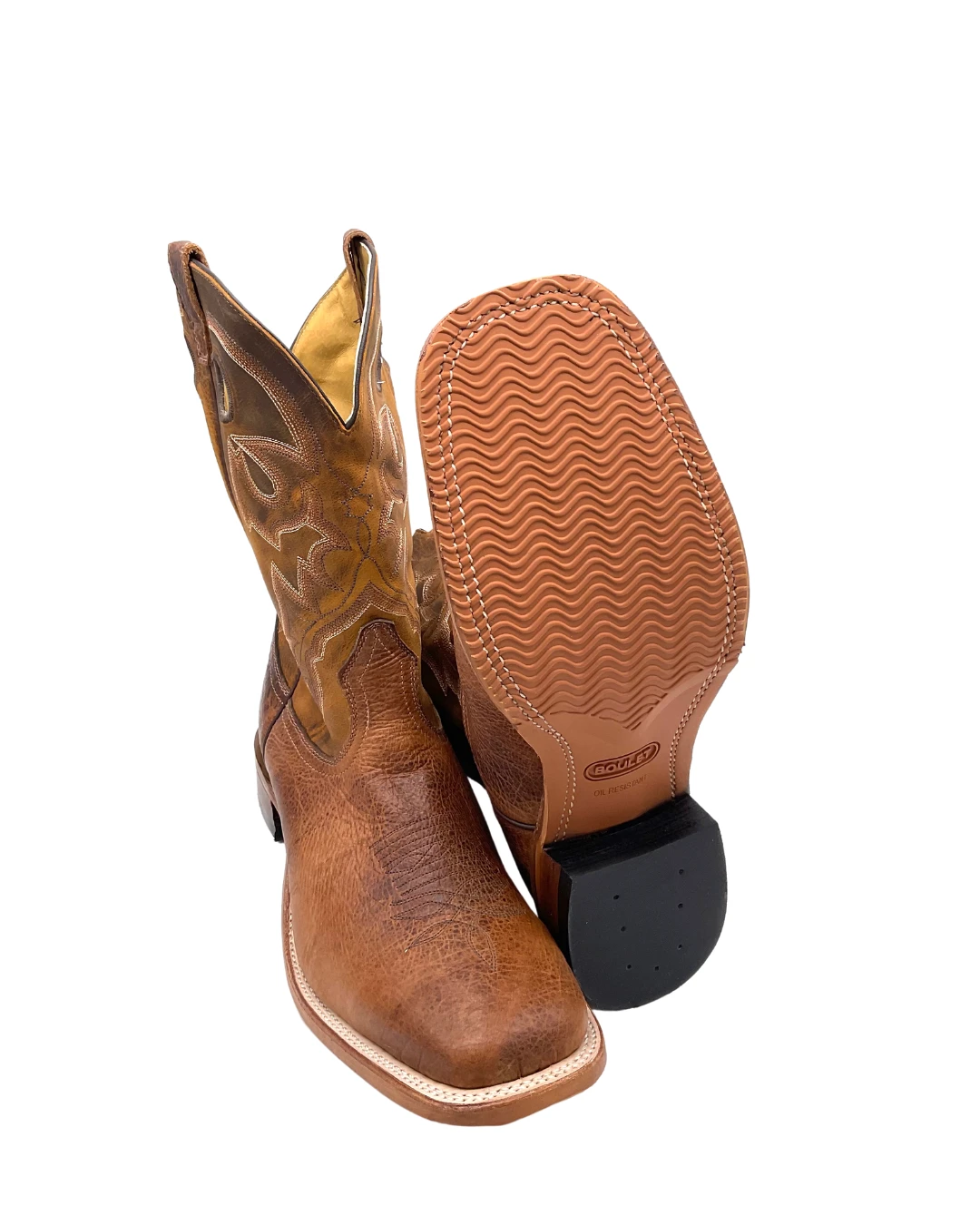 'Boulet' Men's 12" Saddle Vamp Western Square Toe - Shrunken Bomber / Ambergold 5 'Boulet' Men's 12" Saddle Vamp Western Square Toe - Shrunken Bomber / Ambergold - Image 3