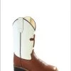 'Old West' Child's Corona Cross Square Toe - Pecan / White