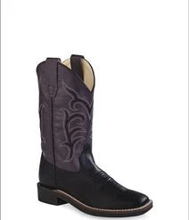 'Old West' Child's Western Square Toe - Black / Grey