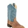 'Old West' Children's Western Square Toe - Brown / Sky Blue