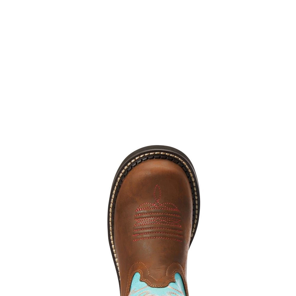 'Ariat' Youth 6" Cowpoke Fatbaby Western - Dark Brown / Turquoise 3 'Ariat' Youth 6" Cowpoke Fatbaby Western - Dark Brown / Turquoise - Image 2