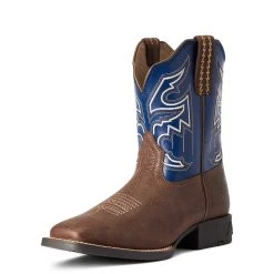 'Ariat' Youth 8" Sorting Pen Western Square Toe - Chocolate / Navy -Ariat Shop F21 YTH WEST 10038333 3 4 front 1024x1024@2x