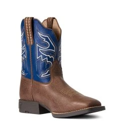 'Ariat' Youth 8" Sorting Pen Western Square Toe - Chocolate / Navy -Ariat Shop F21 YTH WEST 10038333 medial 1024x1024@2x