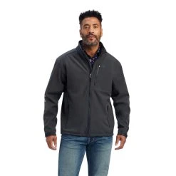 'Ariat' Men's Logo 2.0 Patriot Softshell Water Resistant Jacket - Charcoal -Ariat Shop F22 MNS WEST 10041439 front 1024x1024@2x