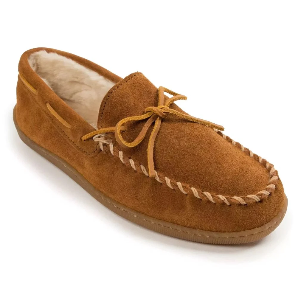 Minnetonka Moccasin Co 'Minnetonka' Men's Pile Lined Hardsole Moc Slipper - Tan (Ext. Sizes) 3 Minnetonka Moccasin Co 'Minnetonka' Men's Pile Lined Hardsole Moc Slipper - Tan (Ext. Sizes)