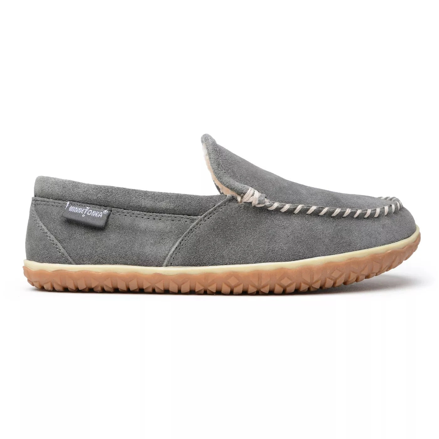 Minnetonka Moccasin Co 'Minnetonka' Men's Suede Tilden Moc Slipper - Grey (Wide) 6 Minnetonka Moccasin Co 'Minnetonka' Men's Suede Tilden Moc Slipper - Grey (Wide) - Image 4