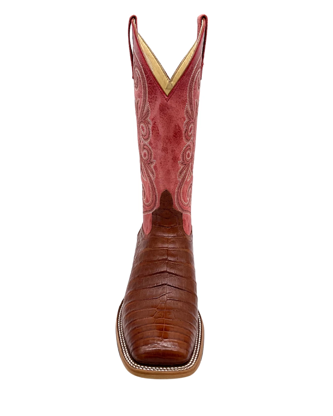 'Anderson Bean' Men's 13" HorsePower Top Hand Western Square Toe - Brandy Caiman Belly / Red Sinsation 6 'Anderson Bean' Men's 13" HorsePower Top Hand Western Square Toe - Brandy Caiman Belly / Red Sinsation - Image 4