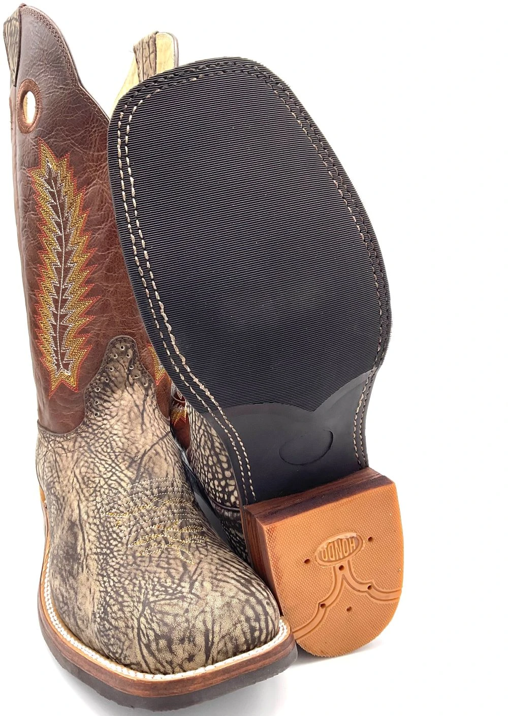 'Hondo' Men's 13" Nubuck Bullhide Square Toe - Caramel / Rust Volcano 5 'Hondo' Men's 13" Nubuck Bullhide Square Toe - Caramel / Rust Volcano - Image 3