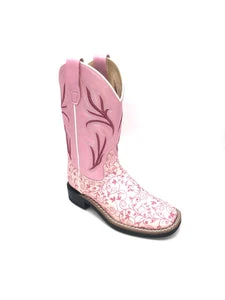 'Old West' Children's Western Broad Square Toe - Pink Print 3 'Old West' Children's Western Broad Square Toe - Pink Print
