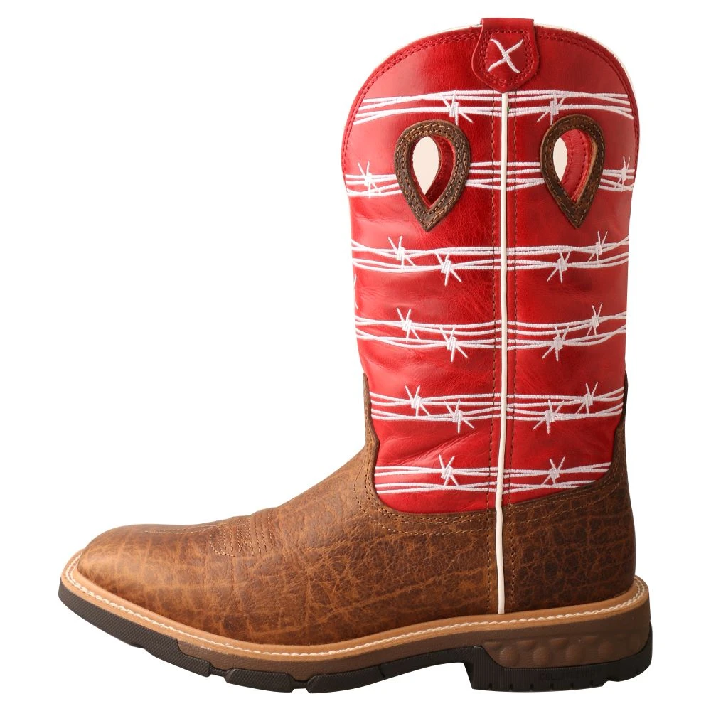 Twisted X Boots 'Twisted X' Men's 12" Western Work Square Toe - Distressed Saddle / Ruby Red 9 Twisted X Boots 'Twisted X' Men's 12" Western Work Square Toe - Distressed Saddle / Ruby Red - Image 7