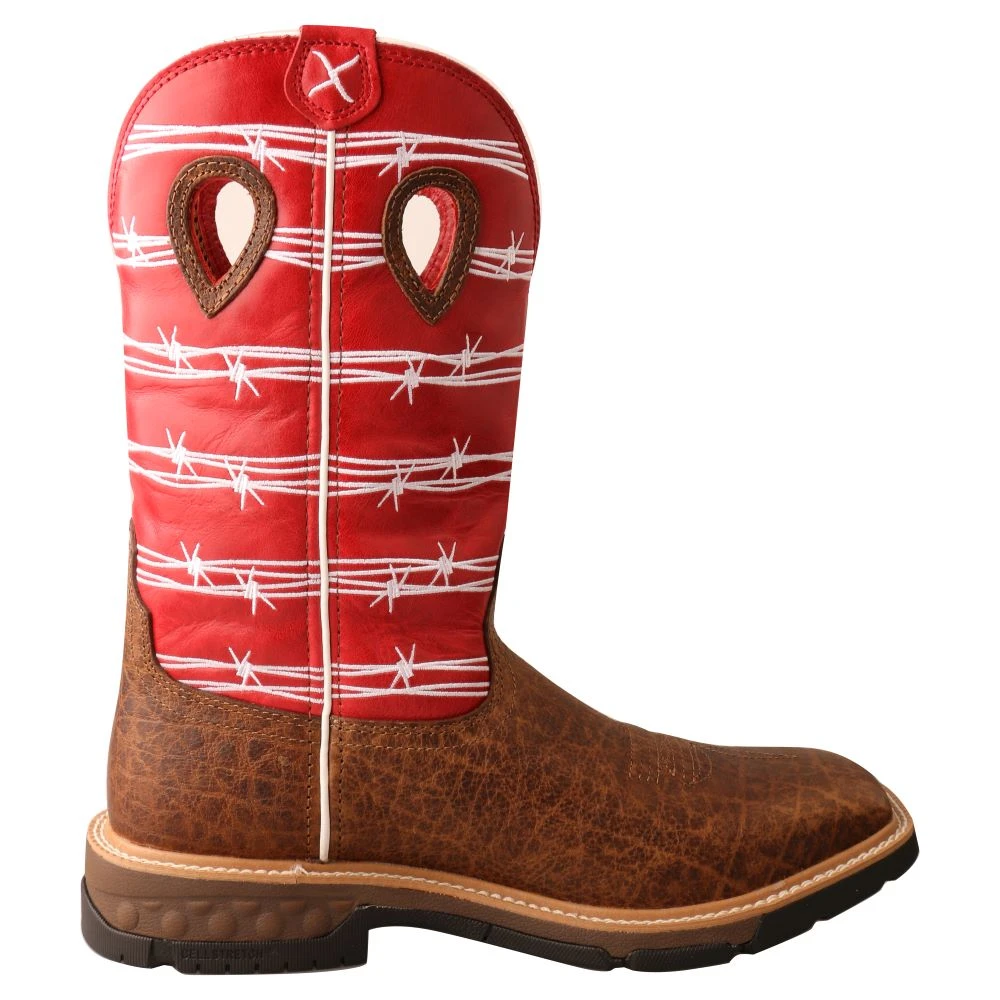 Twisted X Boots 'Twisted X' Men's 12" Western Work Square Toe - Distressed Saddle / Ruby Red 8 Twisted X Boots 'Twisted X' Men's 12" Western Work Square Toe - Distressed Saddle / Ruby Red - Image 6