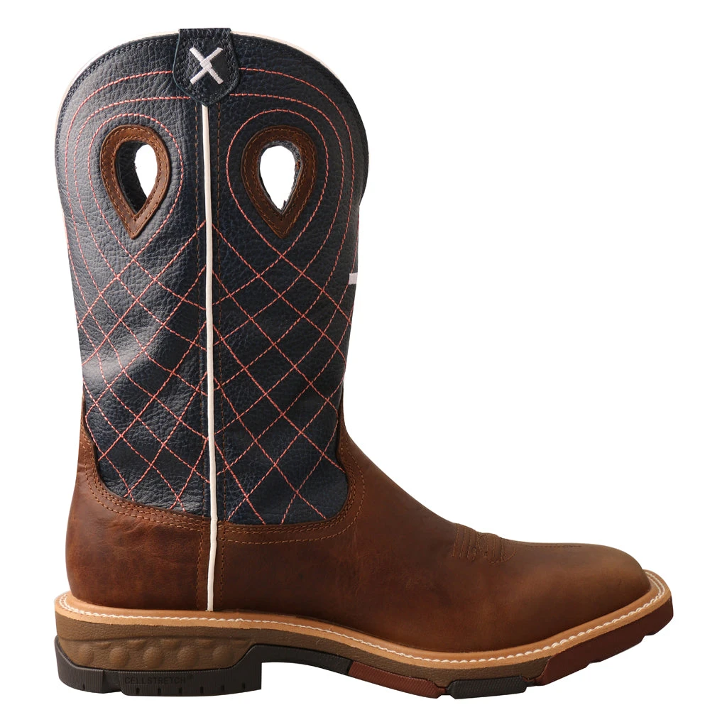 Twisted X Boots 'Twisted X' Men's 12" CellStretch® Western WP Square Toe - Mocha / Navy 4 Twisted X Boots 'Twisted X' Men's 12" CellStretch® Western WP Square Toe - Mocha / Navy - Image 2