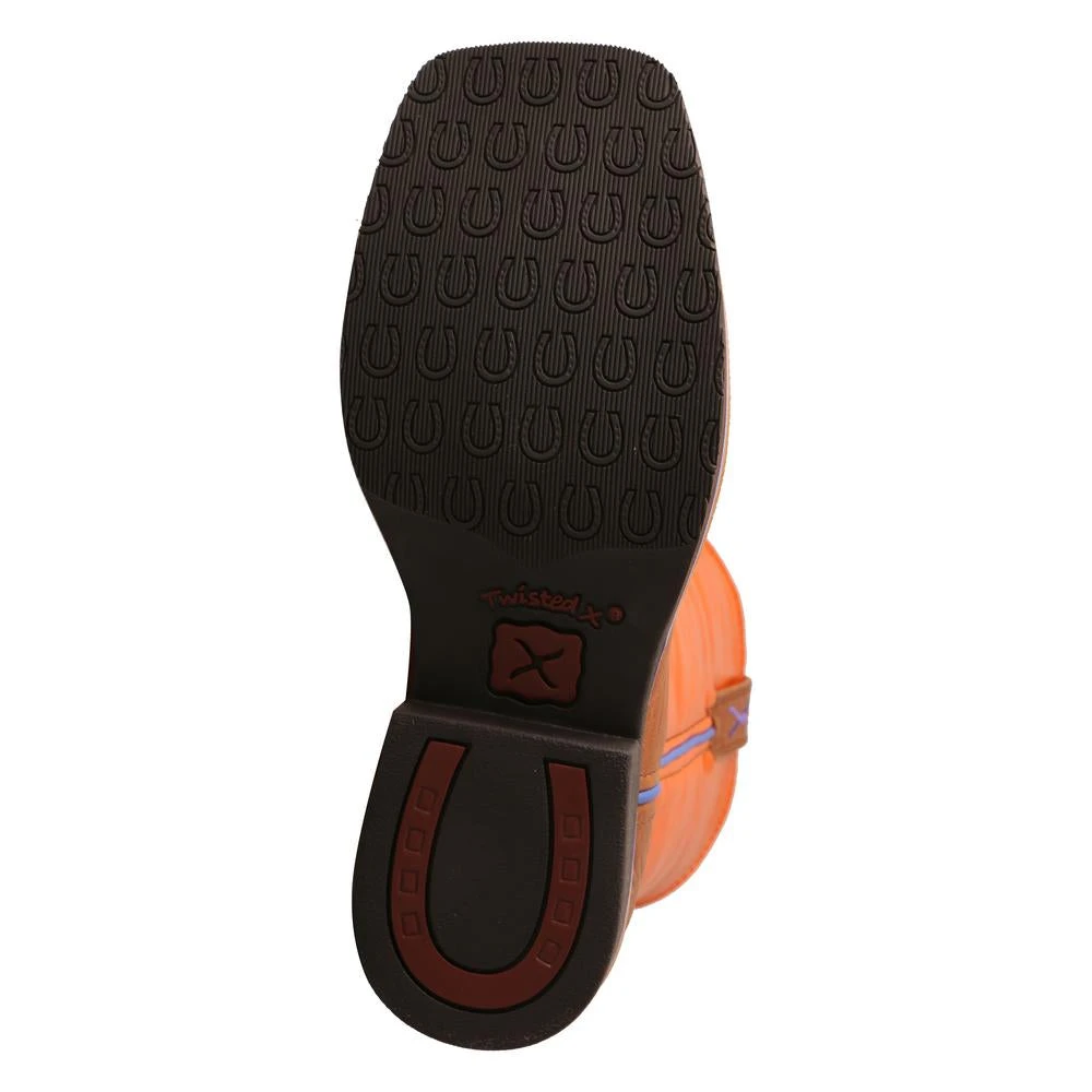 Twisted X Boots 'Twisted X' Youth 9" Western Square Toe - Tan / Orange 4 Twisted X Boots 'Twisted X' Youth 9" Western Square Toe - Tan / Orange - Image 2