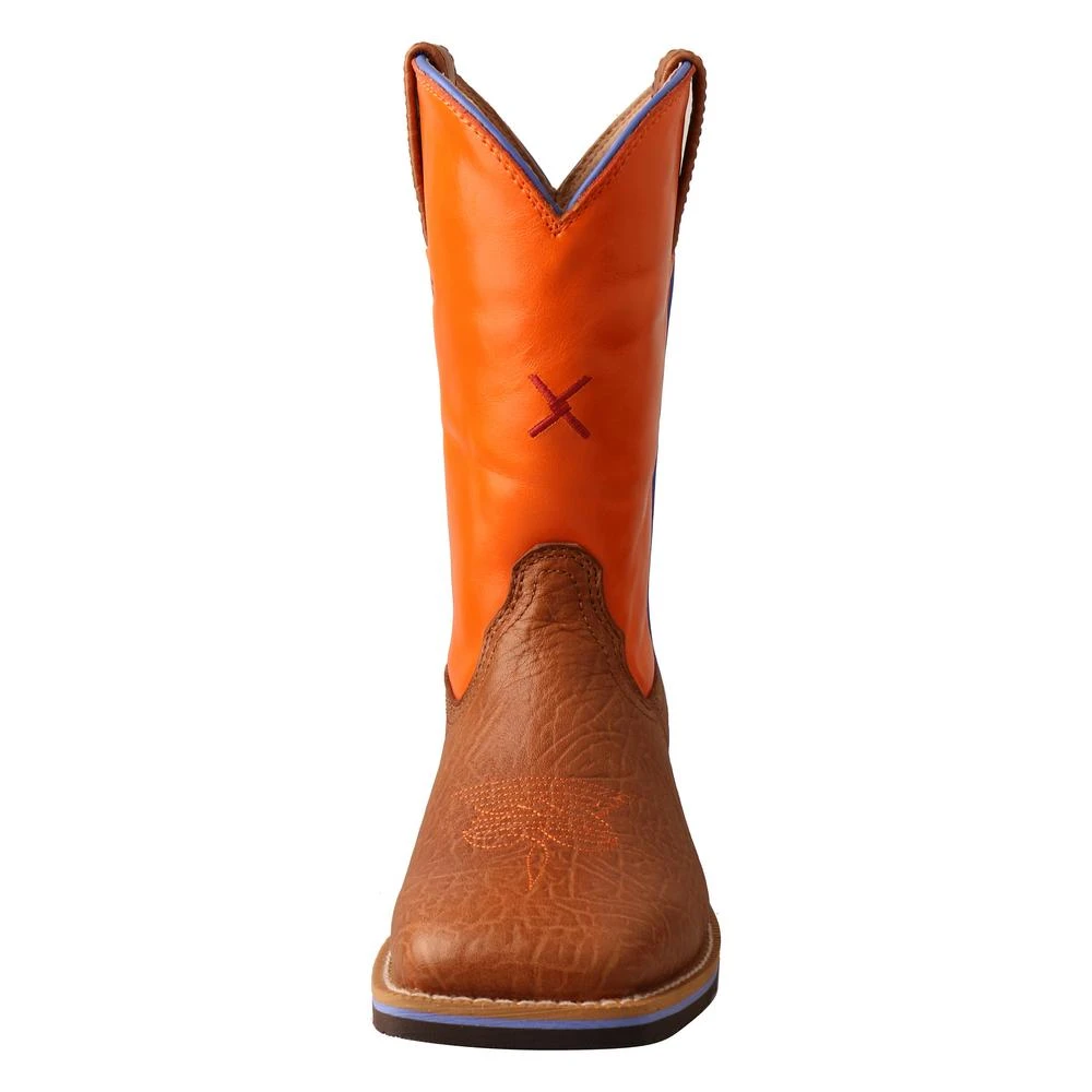 Twisted X Boots 'Twisted X' Youth 9" Western Square Toe - Tan / Orange 5 Twisted X Boots 'Twisted X' Youth 9" Western Square Toe - Tan / Orange - Image 3
