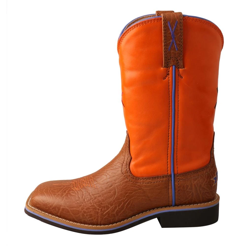 Twisted X Boots 'Twisted X' Youth 9" Western Square Toe - Tan / Orange 8 Twisted X Boots 'Twisted X' Youth 9" Western Square Toe - Tan / Orange - Image 6