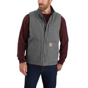 'Carhartt' Men's Duck Sherpa Lined Vest - Gravel 3 'Carhartt' Men's Duck Sherpa Lined Vest - Gravel
