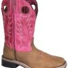 Smoky Mountain Boots 'Smoky Mountain' Children's Tracie Western Square Toe - Brown Distress / Pink Distress